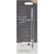 Ручка перова Parker VECTOR Black FP M + Картриджі Parker Quink /5шт. (блістер)