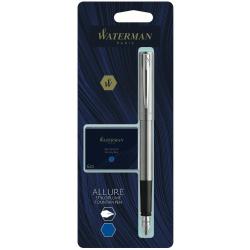 Ручка перьевая Waterman ALLURE Chrome CT FP F + упаковка картриджей Mini (блистер)