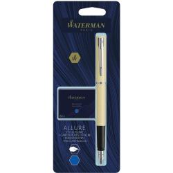 Ручка перьевая Waterman ALLURE Pastel Yellow CT FP F + упаковка картриджей Mini (блистер)