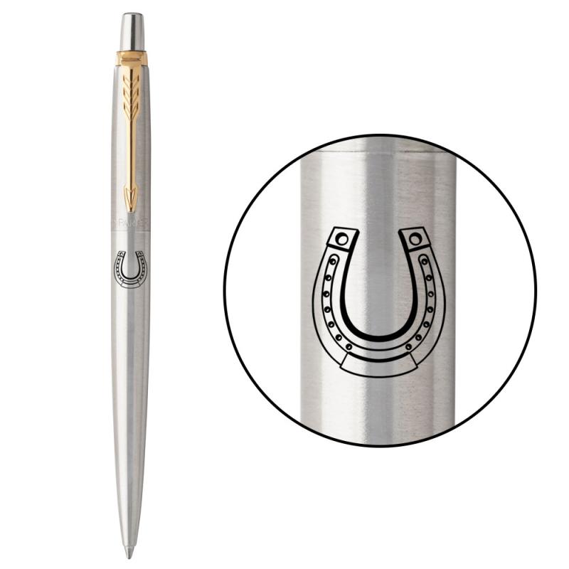 Ручка кулькова Parker JOTTER DESIGN Stainless Steel GT BP Щаслива підкова