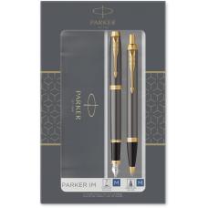 Подарунковий набір ручок Parker IM Grey Lacquer GT FP+BP (перова + кулькова)