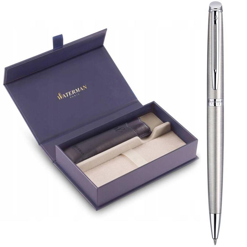 Подарунковий набір Waterman HEMISPHERE Stainless Steel CT BP (кулькова ручка + чохол + коробка)