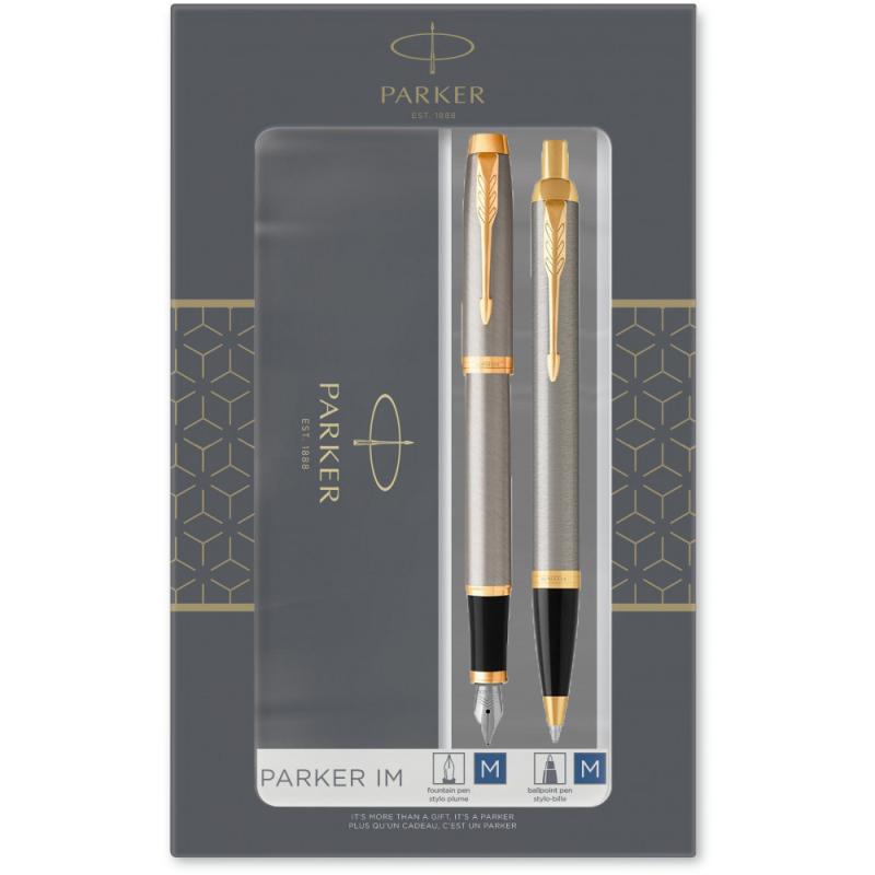 Подарунковий набір ручок Parker IM Brushed Metal GT FP+BP (перова + кулькова)
