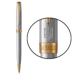 Ручка кулькова Parker SONNET UKRAINE Stainless Steel GT BP Тризуб білий