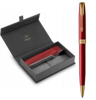 Подарунковий набір Parker SONNET Intense Red GT BP (кулькова ручка + чохол червоний + коробка)