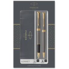 Подарунковий набір Parker SONNET Grey Lacquer GT FP+BP (перова + кулькова ручка)