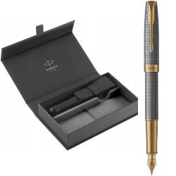 Набір Parker SONNET Cisele Silver GT FP18 F (перова ручка + шкіряний чохол + коробка)