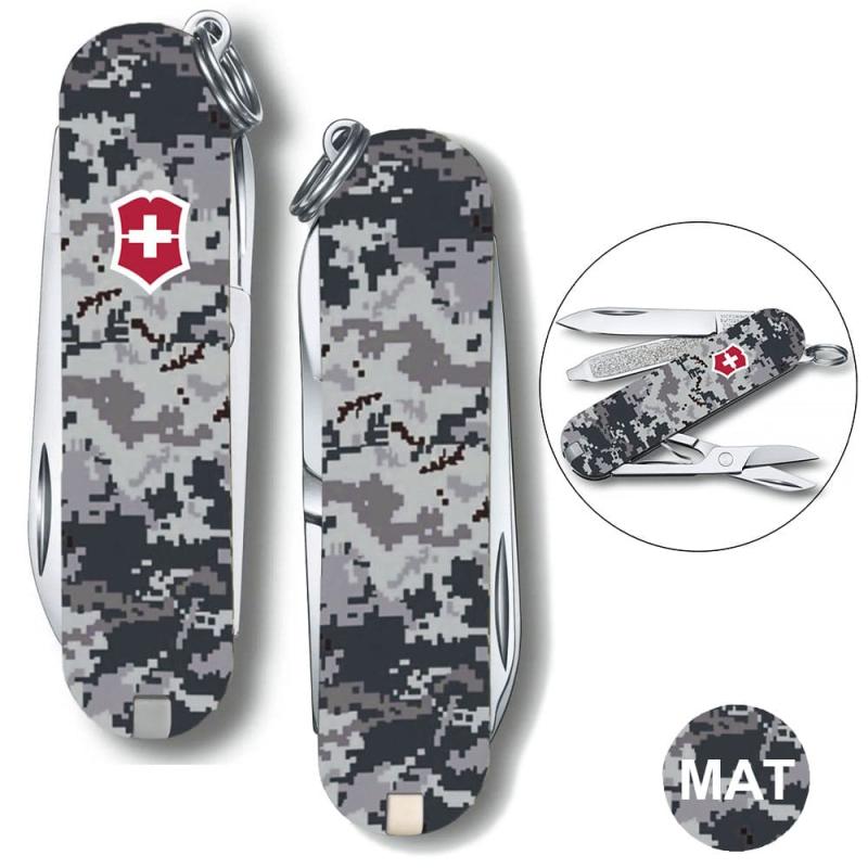 Складаний ніж 58 мм Victorinox CLASSIC SD ARMY Піксель синій з червоним Логотипом 0.6223.3.W3943pw
