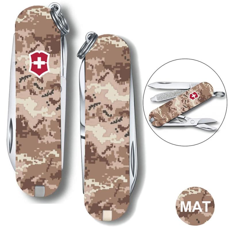 Складаний ніж 58 мм Victorinox CLASSIC SD ARMY Піксель пісочний з червоним Логотипом 0.6223.7.W3945pw