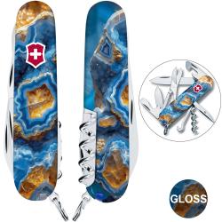 Швейцарський складаний ніж 91мм Victorinox CLIMBER DESIGN Блакитний агат 1.3703.3.R2030pk