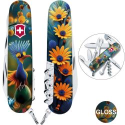 Швейцарський складаний ніж 91мм Victorinox CLIMBER DESIGN Яскрава пташка 1.3703.3.R2110pk