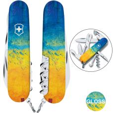 Швейцарський складаний ніж 91мм Victorinox CLIMBER UKRAINE 1.3703.7.T3100pw