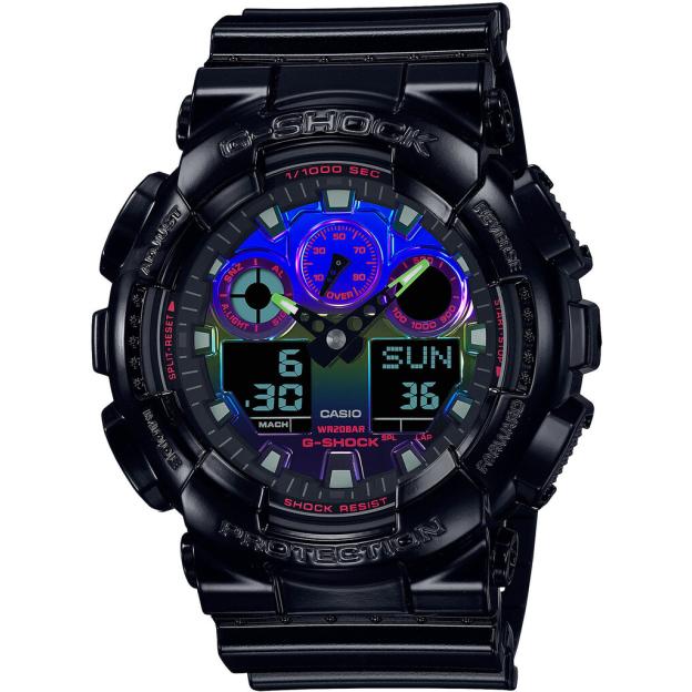 Часы 52 мм Casio G-SHOCK Virtual Rainbow GA-100RGB-1AER