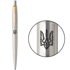 Ручка кулькова Parker JOTTER UKRAINE Stainless Steel GT BP Тризуб квітковий