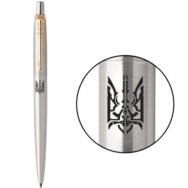 Ручка кулькова Parker JOTTER UKRAINE Stainless Steel GT BP Тризуб войовничий