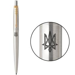 Ручка кулькова Parker JOTTER UKRAINE Stainless Steel GT BP Тризуб геометрія