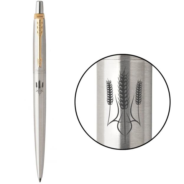 Ручка кулькова Parker JOTTER UKRAINE Stainless Steel GT BP Тризуб з колосків