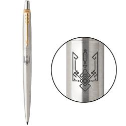 Ручка кулькова Parker JOTTER UKRAINE Stainless Steel GT BP Тризуб етніка