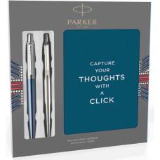 Набор Parker JOTTER Waterloo Blue CT BP + Stainless Steel CT BP (2 шариковые ручки и блокнот)