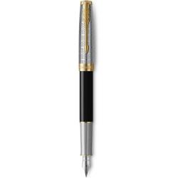 Ручка перова Parker SONNET Metal & Black Lacquer GT FP18 F