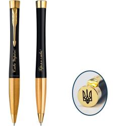 Ручка кулькова Parker URBAN UKRAINE Twist Muted Black GT BP Тризуб на торці + Слава Україні