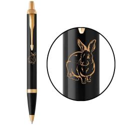 Ручка кулькова Parker IM ZODIAC Black GT BP Чорний Водяний Кролик