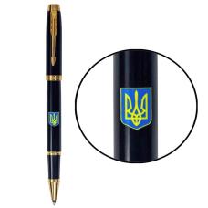 Ручка роллерная Parker IM UKRAINE Black GT RB Герб Украины сине-желтый