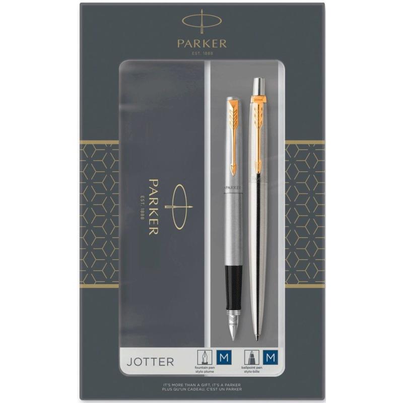 Набір Parker JOTTER Stainless Steel GT FP+BP (перова та кулькова ручка)