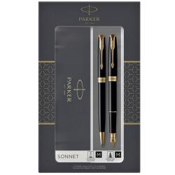 Подарунковий набір Parker SONNET Black Lacquer GT FP+BP (перова та кулькова ручка)