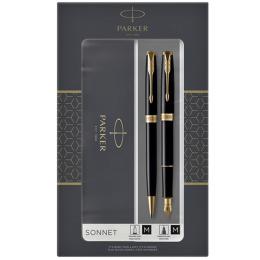 Подарочный набор Parker SONNET Black Lacquer GT FP+BP (перьевая и шариковая ручка)