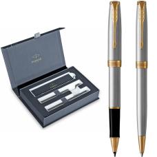 Подарочный набор Parker SONNET Stainless Steel GT RB+BP (роллер + шариковая)