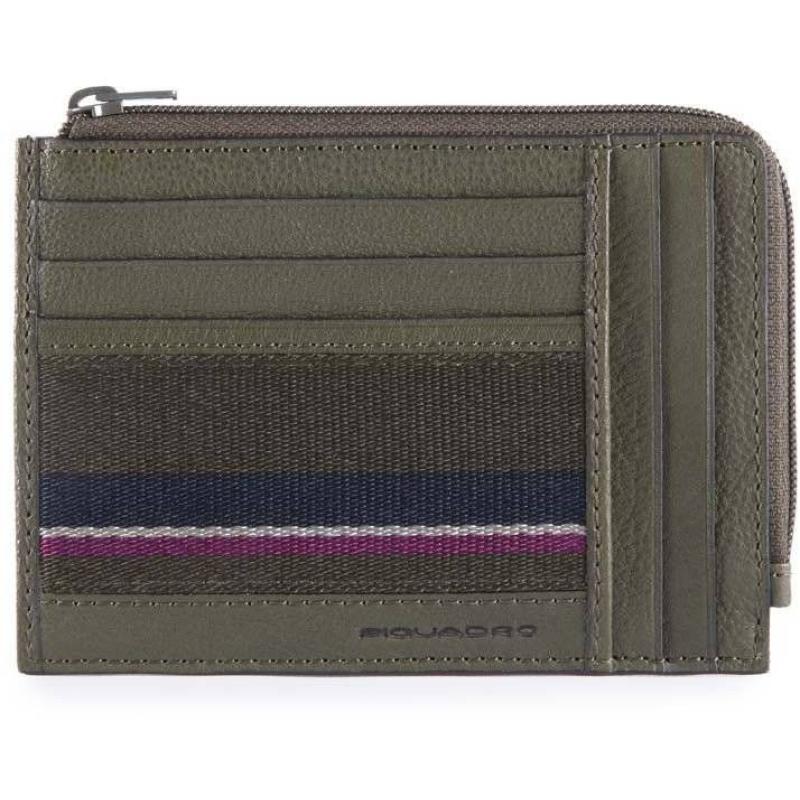 Картхолдер з монетницею Piquadro BLACK SQUARE (B3S) Green PU1243B3SR_VE
