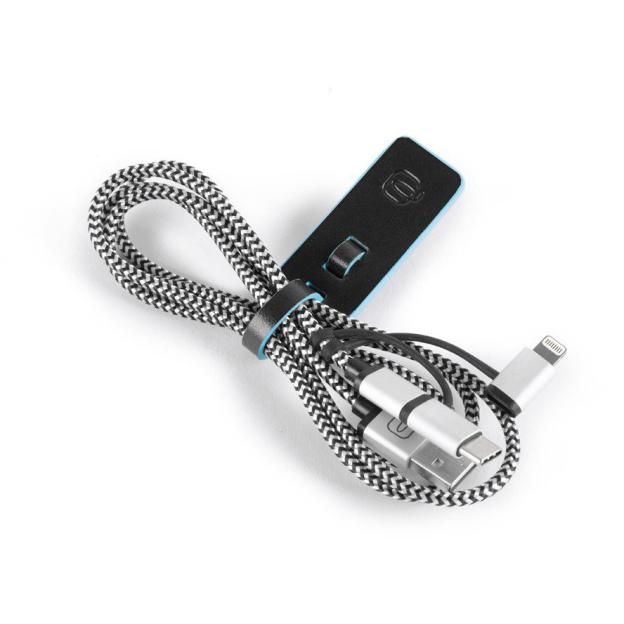 Брелок с кабелями USB/micro-USB/Lightning Piquadro BLUE SQUARE (B2) Black AC4234B2_N