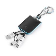 Брелок з кабелями USB/micro-USB/Lightning Piquadro BLUE SQUARE (B2) Black AC4236B2_N